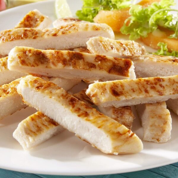 7330. Tiras de pechuga de pollo natural braseadas.