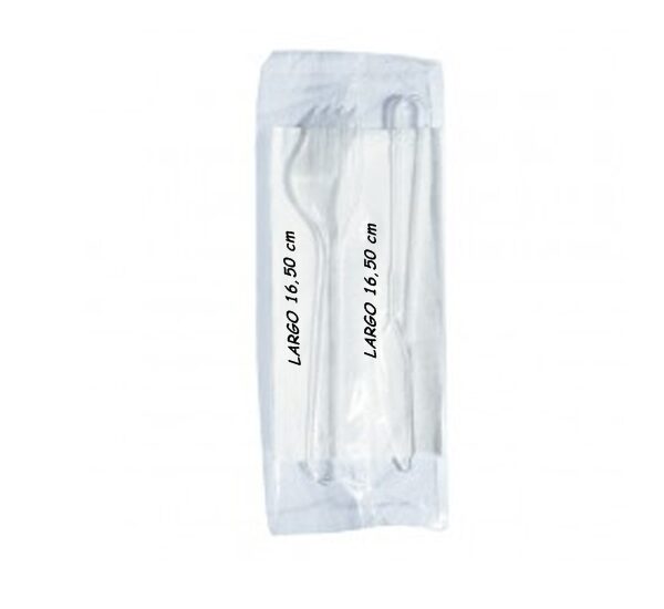 9102 TENEDOR-CUCHILLO-SERVILLETA TRANSPARENTE